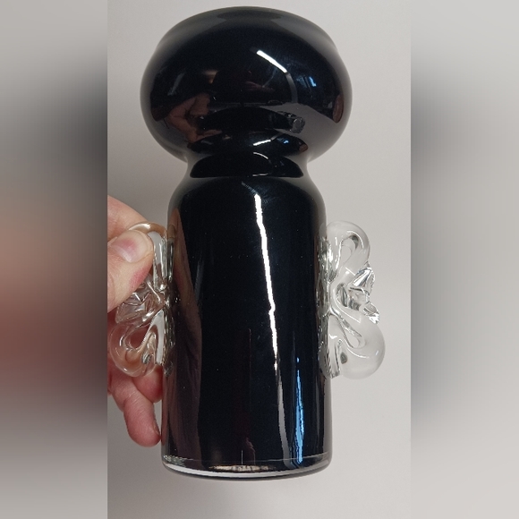 Vintage Glass Vase 70s Black Space Age Mid Century Retro Seventies Shabby Chic - Picture 6 of 6